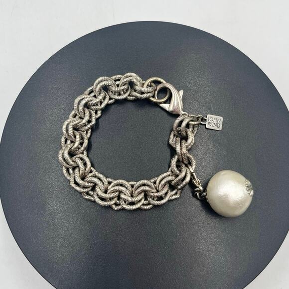 John Wind Sorority Gal Large Cotton
Pearl Thick Double Chain Link Bracelet 8" - Picture 2 of 8